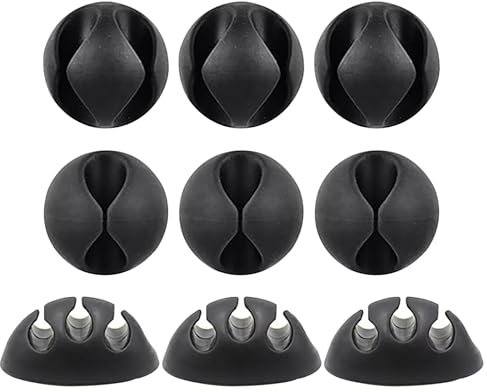 WOLMIK Kabelclips Kabelhalter, Vielzwecke Kabelführung Kabel Organizer Set für Schreibtisch, Netzkabel, USB Ladekabel, Ladegeräte, Audiokabel, 9 Stück, Schwarz