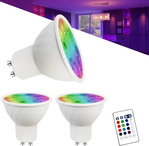 Noobibaba GU10 LED-Lampen mit Farbwechsel, 12 mehrfarbige 5W 100-240VAC, RGB+CCT warmweiß für kühles Tageslicht, RGB GU10 mit Fernbedienung, 35 Watt äquivalent 3-stück nicht dimmbar