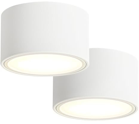 KYOTECH 2x LED Aufbauspots - 3000K Deckenspots Weiß Matt 6W 550LM GX53 LED Aufbaustrahler - Ø95x55mm Aufputz 230V Aufbauleuchte Deckenlampe Spots Deckenleuchte für Schlafzimmer Wohnzimmer