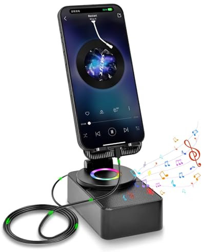 Gifts for Men Women Dad Mom Cell Phone Stand with Wireless Bluetooth Speaker and Led Flash Light&Portable Charger HD Surround Stereo Sound Cool Gadget for Him Wife Her Husband Birthday Christmas