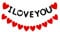 2 Streifen I Love You Herzbanner Romantische Herzförmige Banner Hochzeit Filz Banner Girlande Hängende Herzen Hintergrund I Love You Schild Dekoration für Jahrestag Verlobung