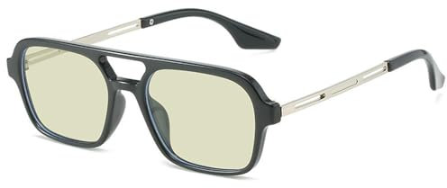 YIHANSS Retro Double Bridges Sunglasses Women Fashion Clear Ocean Lens Shades UV400 Men Trending Metal Hollow Sun Glasses