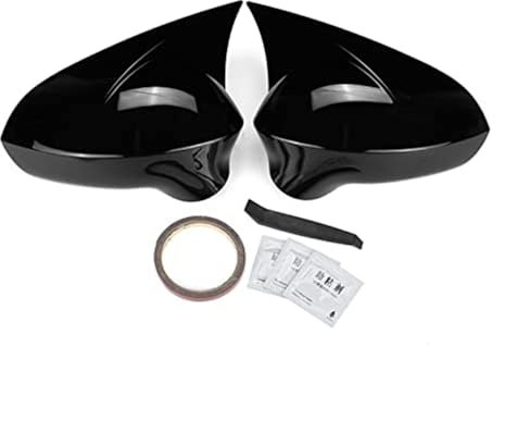 XEBRAD Glänzend schwarz/Carbonfaser Rückspiegel Abdeckungen Kappen, for Seat, Leon MK2 1P Ibiza MK4 6J 2008-2017 Spiegelgehäuse Abdeckung Außenspiegel Ersatzteile Auto-Rückspiegelgehäuse(GLOSSY BLACK)