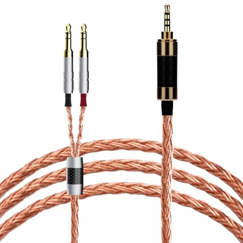 Monosaudio Cavo di aggiornamento per cuffie di alta qualità, 2,5 mm, spina audio a (doppia), 3,5 mm, isolamento PTFE, cavo di ricambio HiFi da 1,5 m, con conduttore in rame Twist OCC a 16 fili, per
