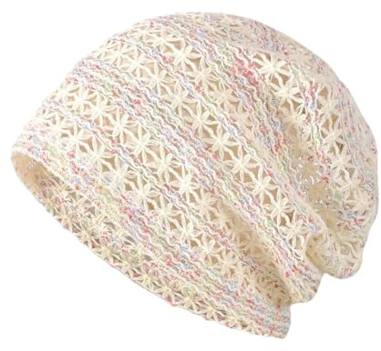 Hrlace Damen Strickmütze Sommer Häkelmütze mit Lochmuster Slouch Beanie | Gestrickte Mütze Häkeloptik, leichte Sommermütze für Frühling, Alltag, Urlaub, Strand, Reisen und Freizeit