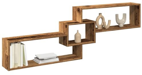 BOWEKAM Möbel, Regale, Wandregale und Ledges,Wandschrank, 158 x 18 x 53 cm, Altholz