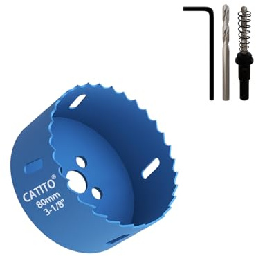 CATITO 80mm Bi-Metall Lochsäge Bohrbohr, Lochsäge für Einbauleuchten, Zoll Lochschneider für LED Einbaubeleuchtung, ideal für Kunststoff, Holz, Sperrholz (80mm)