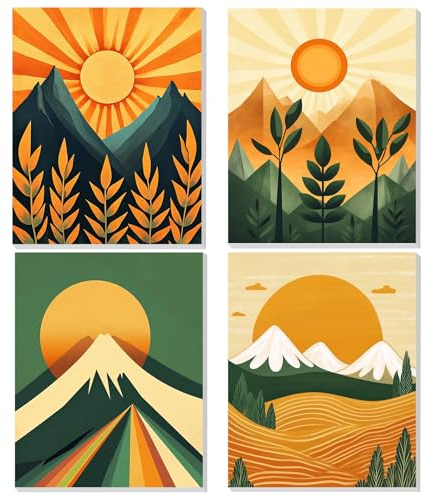 TOSTOG Soleil Montagne Peinture Numero Adulte avec Cadre Lot 4 Kit Peinture Adulte Loisirs Créatifs Adultes Décoration de la Maison Loisirs Créatifs Adultes Cadeau Fille et Garcon (20X20CM)