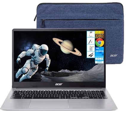 acer Chromebook 315 15.6 FHD IPS Laptop, Intel 2-Core CPU, 4GB RAM|64GB eMMC, Chrome OS,| Wi-Fi 6| Protective Sleeve| Lightweight| Built-in Security| All-Day Battery for Business & Student, RK Bundle
