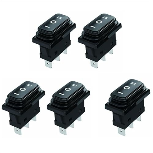 Gettimore Wasserdichter 30 A Wippschalter, 125 V/250 V AC, SPDT, Ein-Aus-On-Kippschalter, Silberkontakte, Kupferklemmen, schlagfeste PC-Schale, 5 Stück, schwarz