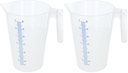 Kerbl Recipiente de medición de plástico de 3 litros con escala, apilable (Paquete de 2)