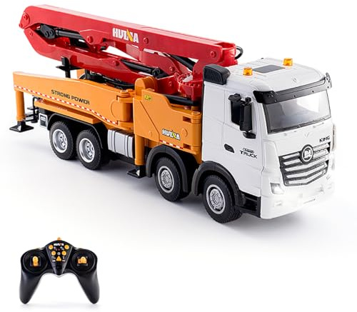 ERYUE High-Frequency Remote Control Concrete Pump Truck Toy - Realistic Construction Vehicle with Water Pump Feature - Perfect for Kids Ages 8 and Up (Yellow #-1)