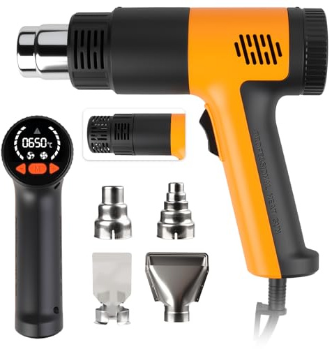 2000W Heißluftpistole Kit,10 einstellbare Temperaturstufen 50℃ - 700℃ Heissluftgebläse mit 4 Zubehör Überlastschutz Geeignet zum Heizen,Heißluftfön zum Entlacken,Löten und Schrumpfen