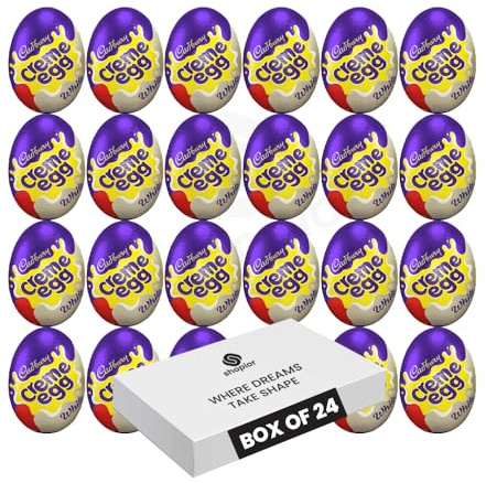 Cadbury Milk White Chocolate Filled With Creamy Filling – Cream Chocolate Easter Eggs | Milky Choco Treat, Basket Fillers, Sweet Gift for Kids | Bulk Packs (White Chocolate Creme Egg - 40g x 24Pack)
