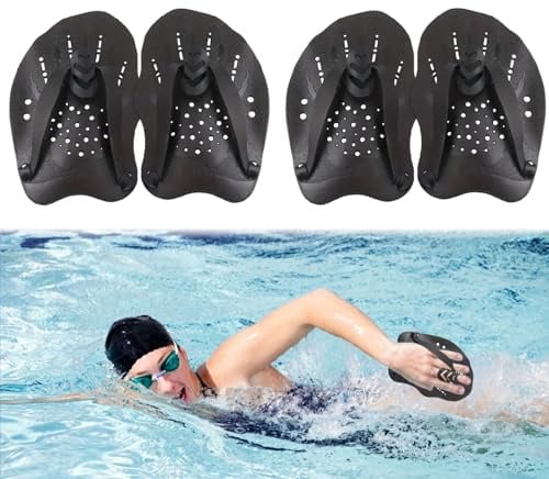 2 Paar Schwimmpaddel Hand Paddles Schwimmen Handpaddel mit verstellbaren | Riemen PoolTrainingsgerät Schwimmtrainingsgerät Schwimmflossen für Erwachsene