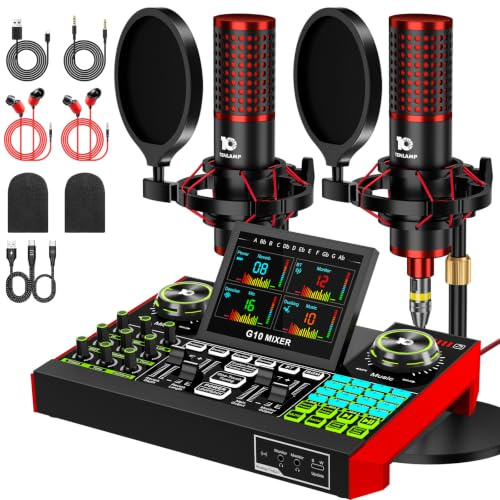 G10 Podcast Mikrofon Set mit 2 Mikrofonen, Audio Interface | Podcast Equipment Bundle mit G10 Audio Interface, Dual-Mikrofon Setup & DSP Rauschunterdrückung für Podcasts und Streaming