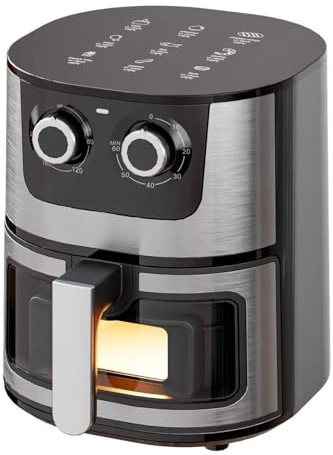 7 Quart Stainless Steel Air Fryer with Visual Window, 2400w Smart Air Fryer Oven Combo, Large Family Size Oil-Free Cooker, Digital Touch Screen, Fast & Healthy Cooking for Family and Party(Style B)