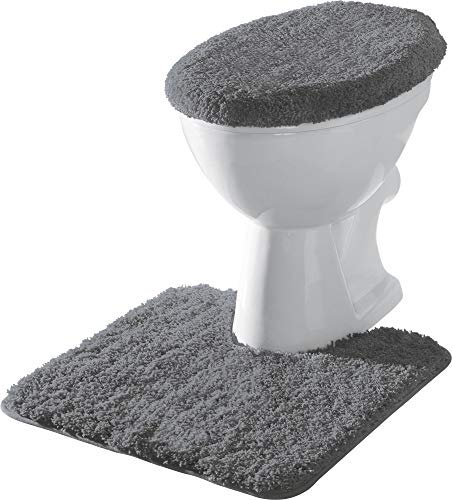 Erwin Müller Stand-WC-Set 2-TLG. Rhodos Uni, WC-Umrandung, WC-Deckelbezug rutschhemmend anthrazit Größe - ultraweich, extrem saugfähig, flusenarm