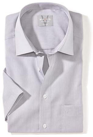 Marvelis Herren Businesshemd Kurzarm Non-Iron Comfort Fit,Chambray,New Kent
