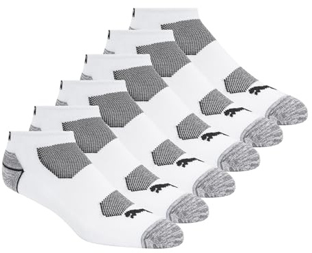 Puma Men's 6pk 1/2 Terry Low Cut-Cool Cell, White Traditional, 10-13