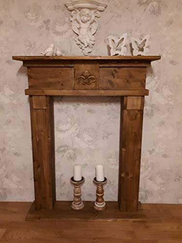 Wolkenstube - Camino decorativo marrone anticato, con bordo marrone (70 cm di larghezza)