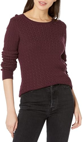 Amazon Essentials Women's Lightweight Cable-Knit Long-Sleeve Jumper