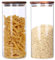 KKC Müsli Aufbewahrung Glas Luftdicht - Müslidose Glas Vorratsdosen mit Holzdeckel - Vorratsgläser für Kaffeebohnen, Mehl, Zucker, Losen tee, Haferflocken Aufbewahrung - 2er Set Müsli Dose 1450ml