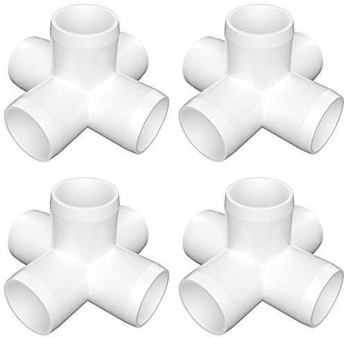 LetsFix - Raccordi a 5 vie in PVC, raccordi a gomito in PVC, per tubi in PVC, per tubi in PVC, colore bianco 1 Inch