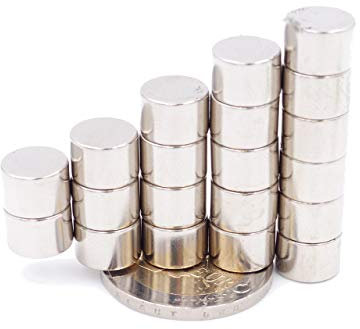 Brudazon | 20 Mini Scheiben-Magnete 10x7mm | N52 stärkste Stufe - Neodym-Magnete ultrastark | Power-Magnet für Modellbau, Foto, Whiteboard, Pinnwand, Kühlschrank, Basteln | Magnetscheibe extra stark