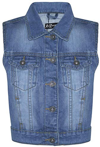A2Z 4 Kids Girls Denim Jacket Stylish Versatile Sleeveless School Vest Jacket Coats - Denim Jacket JK17 Mid Blue 3-4