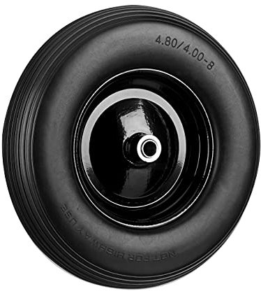 Relaxdays Wheelbarrow Wheel 4.80 4.00-8, Solid Rubber, Steel Rim, Flat-Free Spare Tire, 100kg Capacity, Black