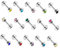 LEEQ 15 Stück Edelstahl Labret Lippe Schaft Ringe Körper Piercing Knorpel Tragus, 16 Gauge, 15 Farben