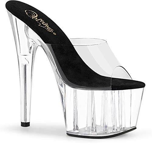 Pleaser Adore-701 Damen-Sandale, (Klar-Schwarz-Transparent), 42 EU