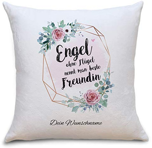 OWLBOOK Engel Beste Freundin Flauschige Kissenhülle mit Sprüchen Freundschaft Personalisiert mit Namen Geschenke Geschenkideen für die Beste Freundin zum Geburtstag