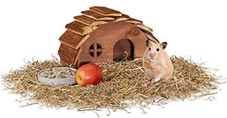Relaxdays Hamsterhaus aus Holz, mit Boden, Nagerhaus Goldhamster, Maus, Zubehör Hamsterkäfig, HBT 17 x 25 x 15 cm, natur