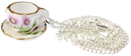 Miniblings Coffeecup Tea Cup Tea Coffee Necklace 45Cm Mug Pot Porcelain Gold Rim