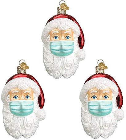 AGDLLYD Weihnachtsdekorationen,Weihnachtsmann Anhänger mit Maske Personalisierte Weihnachtsschmuck Kit 3D Dreidimensional Weihnachtsschmuck Für Weihnachtsbaum Deko (3pcs)