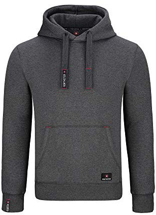 Northster Herren Pullover Hoodie Kapuzenpullover Männer Sweater Pulli Sweatshirt mit Kapuze Hoody Baumwolle weich warm kuschelig sportlich modern schlicht bequem lässig grau Grauer S N128