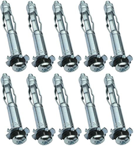 AERZETIX - C49942 - Set di 10 - Tasselli a espansione Ø8x46mm - per cartongesso a corpo cavo - con vite M4x53mm - fissaggio in cartongesso