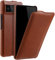STILGUT UltraSlim kompatibel mit Google Pixel 6 Pro Hülle - Pixel 6 Pro Flip Case aus Leder, Klapphülle, Handyhülle, Lederhülle - Cognac