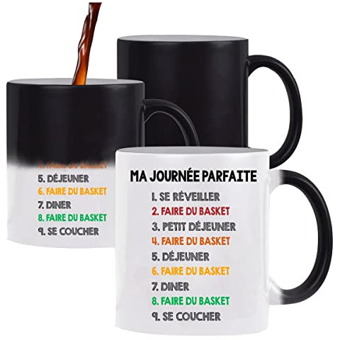 Planetee Mug magique Basket Journée Parfaite | Tasse Humour change de couleur avec la chaleur