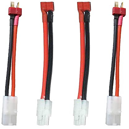 LinsyRC 2 Stück Deans t Plug Stecker auf BigTamiya Buchse und 2 Stück Deans t Stecker Buchse auf BigTamiya Stecker mit 5CM 14AWG Kabel