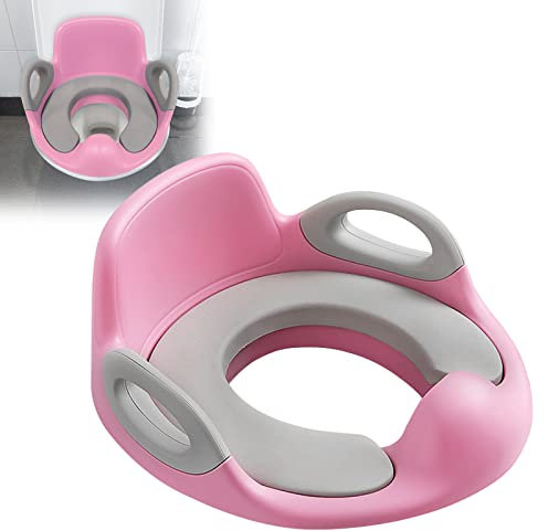 XMTECH Kinder Toilettensitz WC Sitz, Baby Training Toilettentrainer, Kloaufsatz Kinder mit Anti-Rutsch Griff und Spritzschutz (Rosa)