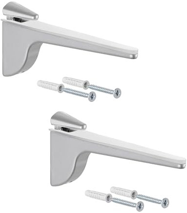 Gedotec Reggimensola di design in vetro - alluminio argento | 2 pezzi - Reggimensola per carichi pesanti | PINOCCHIO | Mensola a muro in metallo