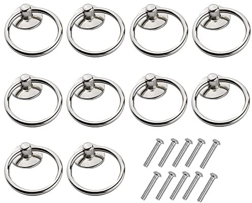 Niooce 10 STK Schubladengriffe Griff- Griff Knopf Ring für Schrank Schubladen Kommode Kleiderschrank,Silber