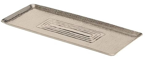 Meinposten Tablett Dekotablett Dekoschale silber Metall Deko Kerzentablett (Kleines Tablett, 47 x 19 cm)