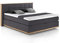 Mivano Levana Boxspringbett mit Sockel aus Eiche, 7-Zonen-Federkern, Matratzen H2 + Topper Premium, Chenille, Grau, Liegefläche 160 x 200 cm
