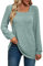 PANOZON Femme Pull Col Carré Décontracté Sweater Tricoté à Manches Longues Chandail Lâche Casual (M, Vert)