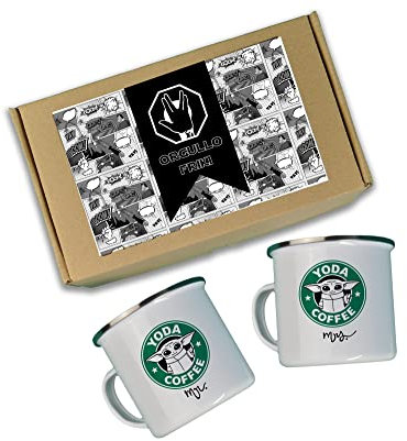 1.Regalos personalizados para parejas frikis, tazas frikis para parejas maestro yoda (starbuck)