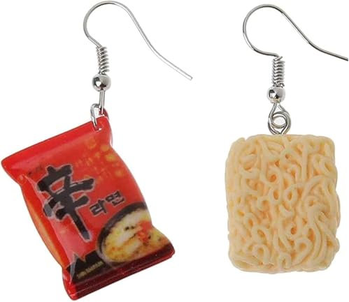 Funny Noodle Chili Simulation Food Drop Earrings Women Fashion Jewelry Hook Earrings Artist Painter Jewelry